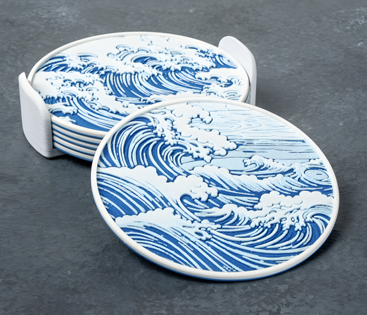 Set de 3 Posavasos de olas japonesas