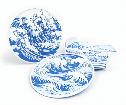 Set de 3 Posavasos de olas japonesas