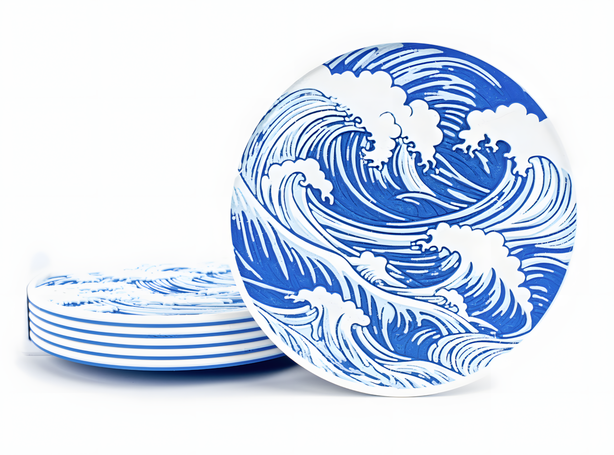 Set de 3 Posavasos de olas japonesas